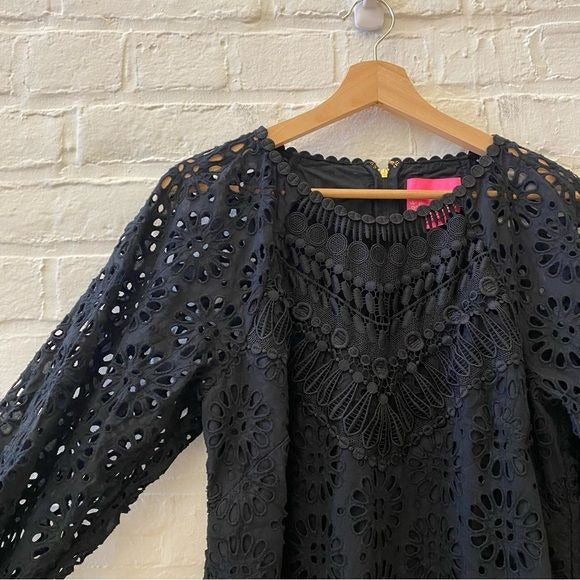 Lilly Pulitzer || Priscilla Long Sleeve Eyelet Dress Black 12