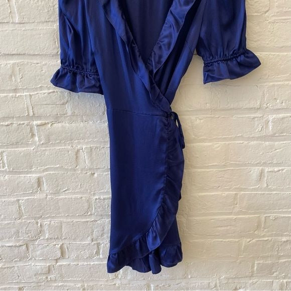 Hill House || Nima Silk Wrap Mini Dress Navy XS