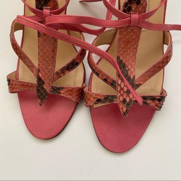 Manolo Blahnik || Venusa Pink Python Snake Sandal Pink