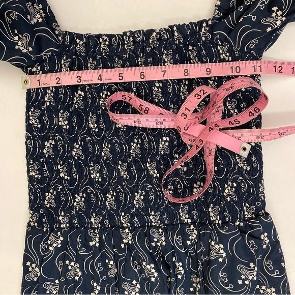 J.Crew || Short Sleeve Smocked Dress in Starry Swirl Navy Blue XXS