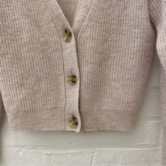 J.Crew || Ribbed V-neck Cardigan Sweater Alpaca Wool Light Stone Tan Beige XXS