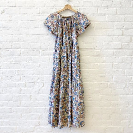 Mirth || Vienna Maxi Dress in Bougainvillea Floral Cotton Silk XS