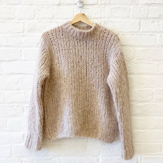 & Other Stories || Chunky Knit Alpaca Mock Neck Sweater Beige XS