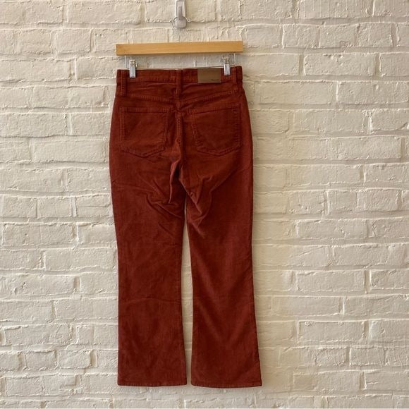 Madewell || Cali Demi Boot Corduroy Pants Kick Flare Crop Rust 26