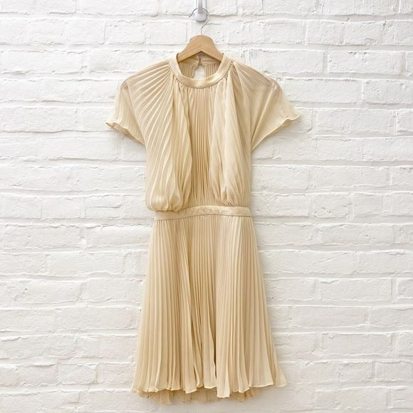 Keepsake the Label || Come Back Pleated Open Back Mini Dress Cream XS