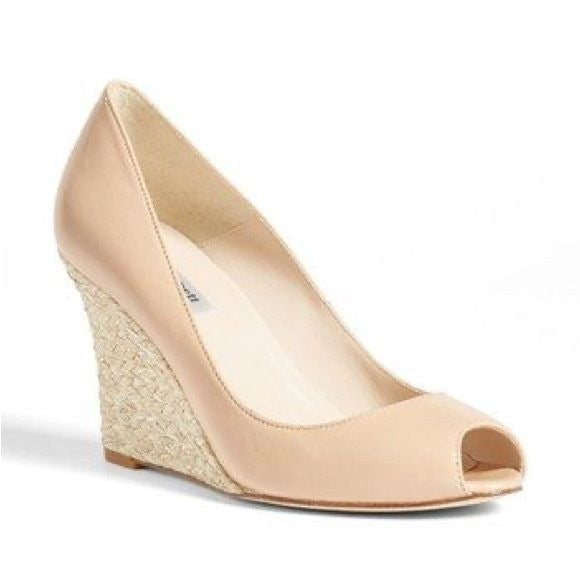 L.K. Bennett || Estela Espadrille Wedge Peeptoe Pump Nude Tan 41