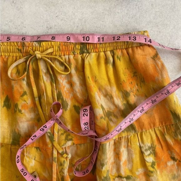 Anthropologie || Stark X Van Gogh Print Linen Ruffle Shorts Yellow Orange Medium