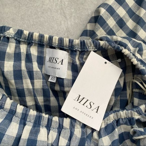 Misa Los Angeles || Belu Mini Dress Blue & White Gingham Extra Small NWT