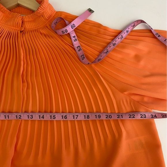 Tibi || Pleated Edwardian Crop Top Blouse In Orange 2 NWT