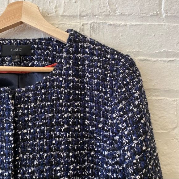 J. Crew || Tweed Lady Jacket Blazer in Midnight Blue Navy Metallic 14