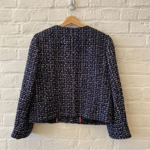 J. Crew || Tweed Lady Jacket Blazer in Midnight Blue Navy Metallic 14