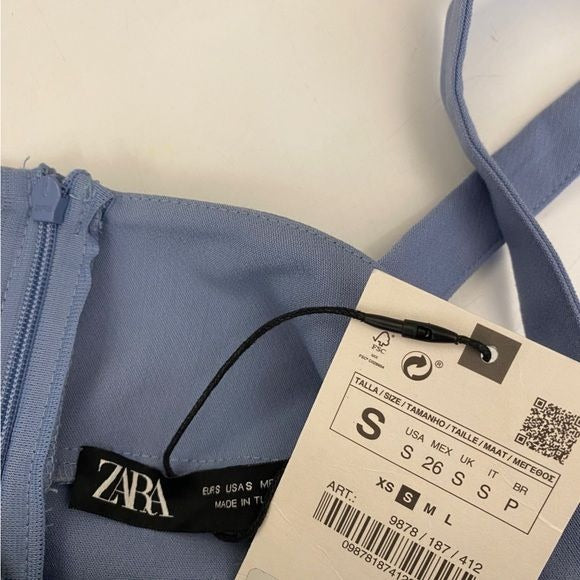 Zara || Structured Tank Top Camisole Blouse Blue Small NWT