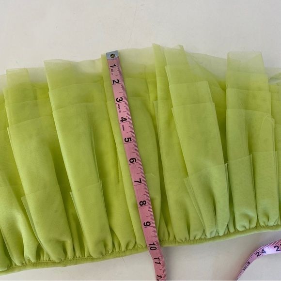 Karen Millen || Layered Corset Detail Tulle Bardot Strapless Top Lime NWT 12