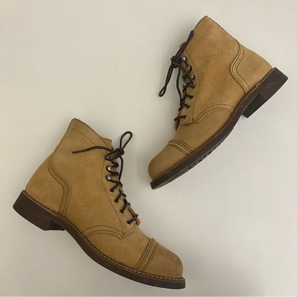 Red Wing Shoes || Iron Ranger 3368 Lace Up Boots Mohave Rough Leather Tan 7.5