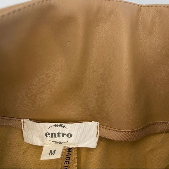 Entro || High Waisted Belted Faux Leather Shoets Tan Brown Medium