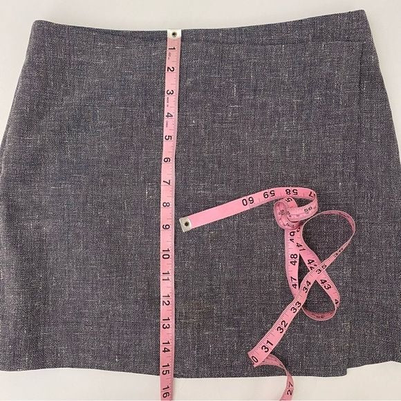 Theory || Stilla Brookview Will Linen Blend Mini Skirt Navy Gray 4