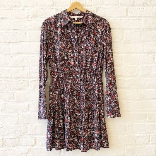 Veronica Beard || Rory Floral Print Silk Pleated Shirt Dress 2