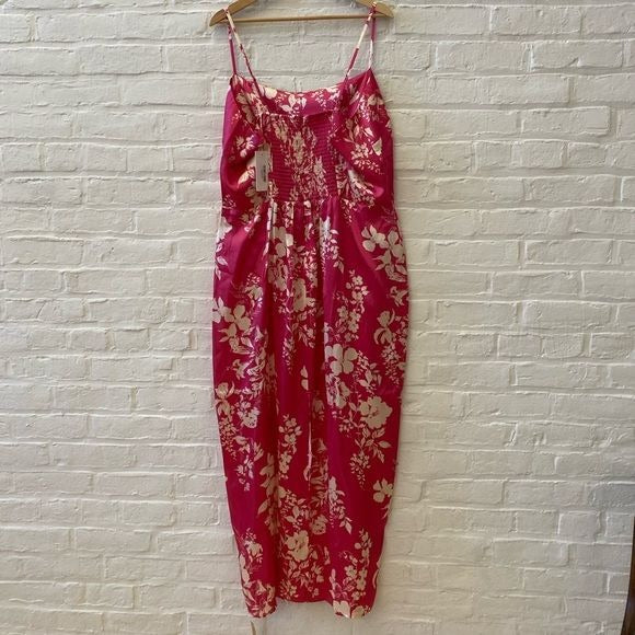 Reformation || Frankie Silk Dress Es in Hothouse Pink Floral NWT