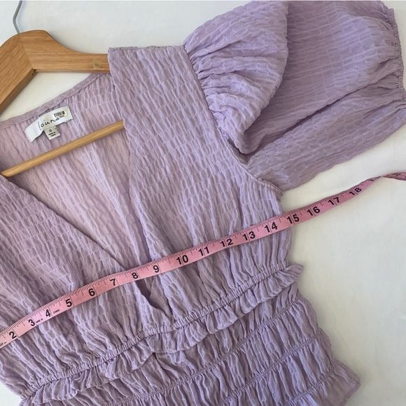 Louna || Puff Sleeve Smocked Top Lavender Purple Small