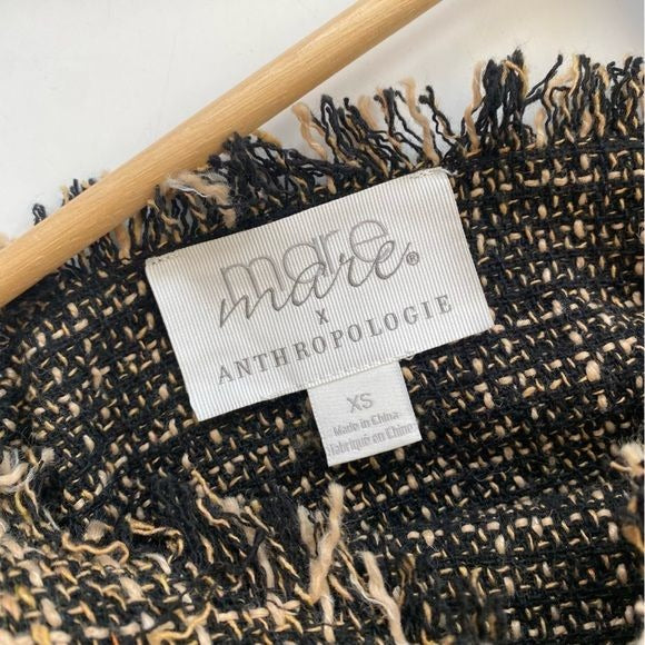 Anthropologie || Mare Mare Fringed Tweed Tank Brown Black XS