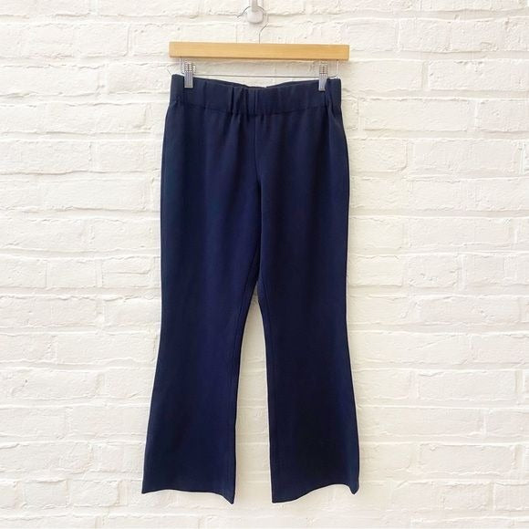 Ann Mashburn || Faye Flare Cropped Pant in Navy Ponte Knit Small