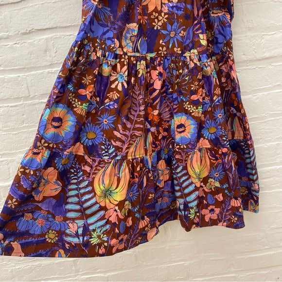 Marie Oliver || Kara Dress in Peacock Floral Purple XS NWT