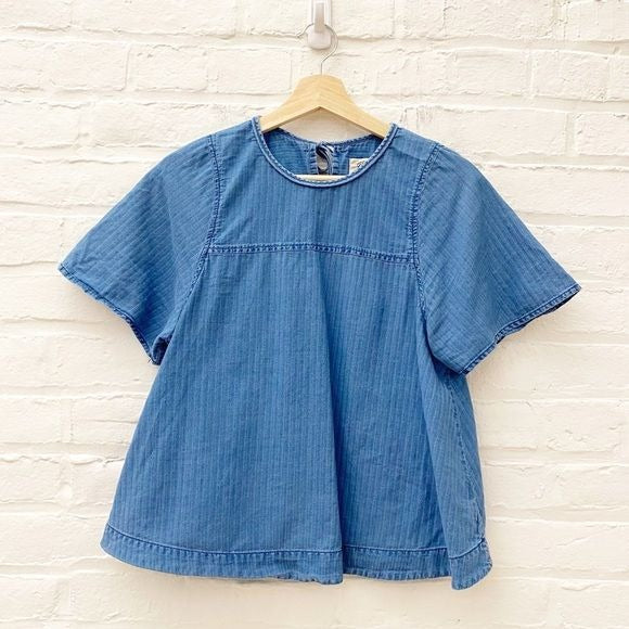 J. Crew || Chambray Swing Top Shirt Short Sleeve Blue XS