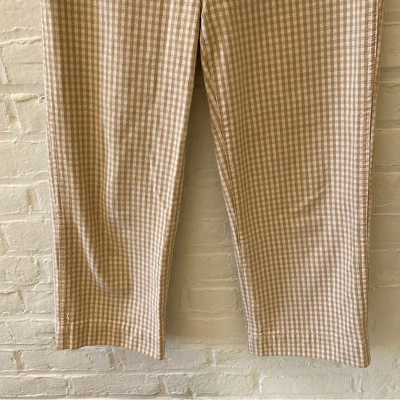 Madewell || Slim Emmett Wide Leg Pants Melange Check Gingham Earthen Sand Tan 28