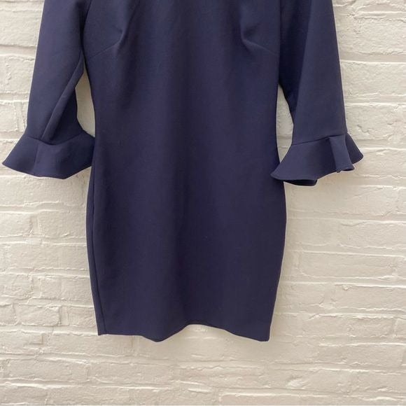 Likely || Bedford Mini Dress Ruffle Sleeve Navy 6