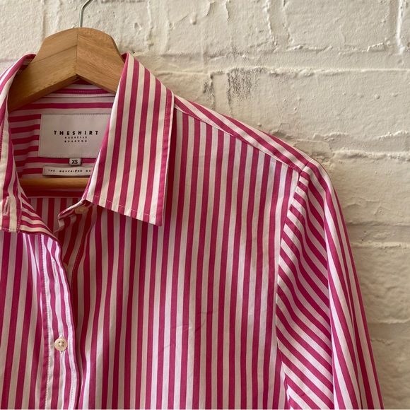 The Shirt by Rochelle Behrens || The Boyfriend Shirt Button Down Pink Stripe XS