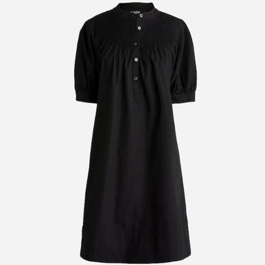 J. Crew || Short-sleeve Mini Shirtdress in Cotton Poplin Pintucked Black XXS