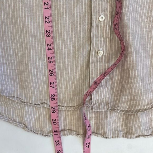 Claridge & King || Striped Linen Button Down Shirt Oversized His Boyfriend Tan M