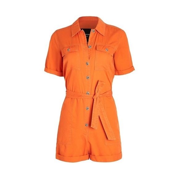 Le Superbe || Kelly Belted Utility Romper Orange 2