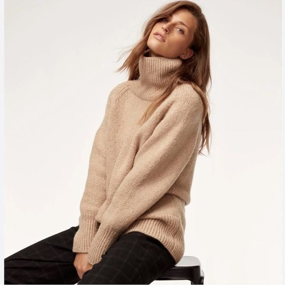 Aritzia || The Group by Babaton Elmira Turtleneck Alpaca Sweater Oatmeal Tan XS