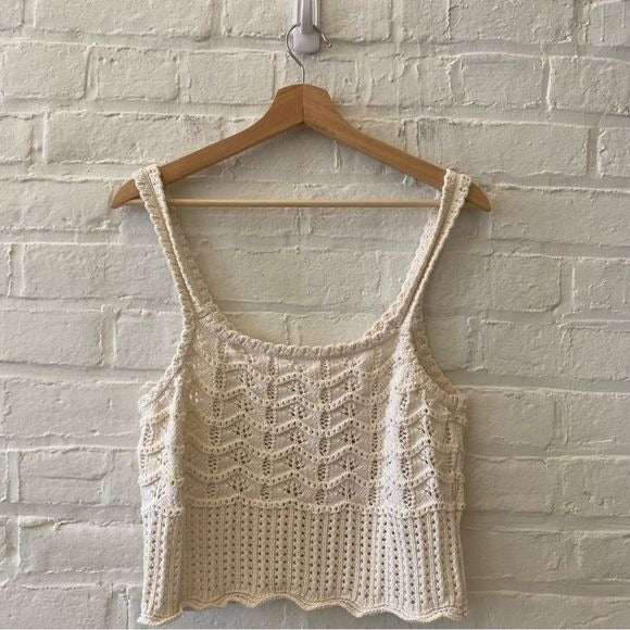 Veronica Beard || Oswald Knit Tank Scalloped Ivory Cream Medium