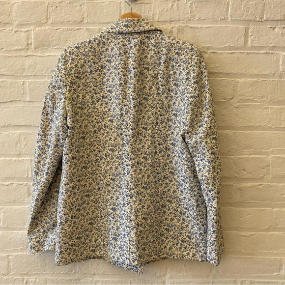 Sezane || Christie Jacket Blazer Double Breasted Blue Floral 36 US 4