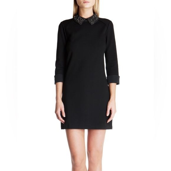 Ted Baker || Eelah Embellished Collar Ponte Mini Dress Green Black TB 3 US 8