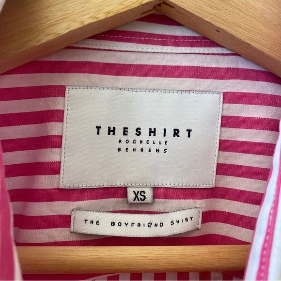 The Shirt by Rochelle Behrens || The Boyfriend Shirt Button Down Pink Stripe XS