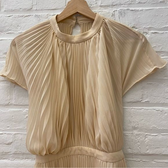 Keepsake the Label || Come Back Pleated Open Back Mini Dress Cream XS