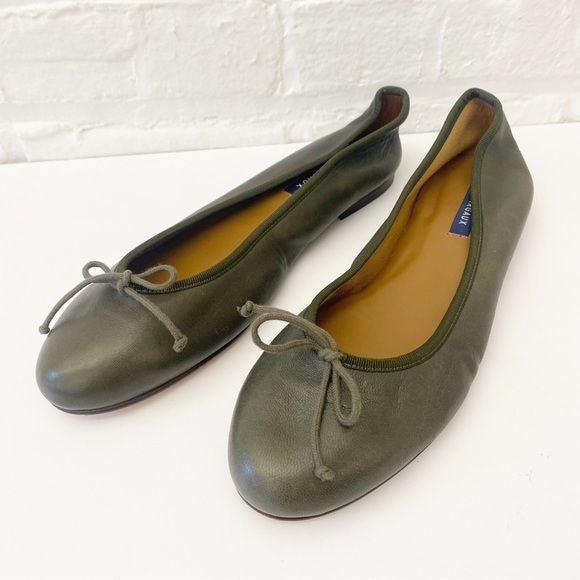 Margaux || The Demi Ballet Flat in Napa Olive Green Leather 42.5 US 11.5