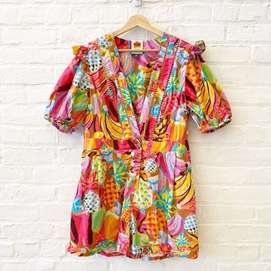 FARM Rio || Fruit Salad Romper Bright Pink XL