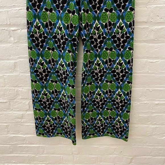 Anthropologie || Maeve Colette Ponte Wide Leg Pants Diamond Floral Blue Green