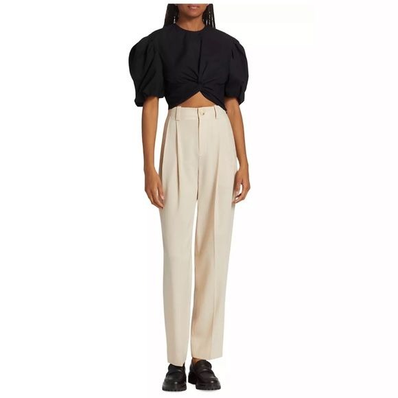 Vince. || Stretch Wool Tapered Trousers Pleated Ivory Cream Blush 8