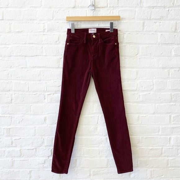 Frame || Le High Skinny Cords Corduroy Bordeaux Burgundy 26