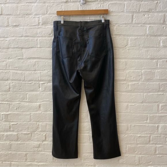 LOFT || Faux Leather Flare Crops in Black NWT 8