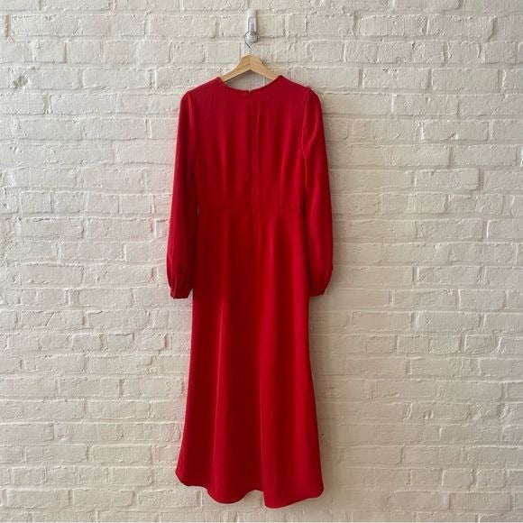 Jay Godfrey || Faux Wrap Long Sleeved Dress Red 6