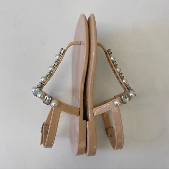 Stuart Weitzman || Goldie Pearl + Crystal Jelly Sandals Blush Pink 6