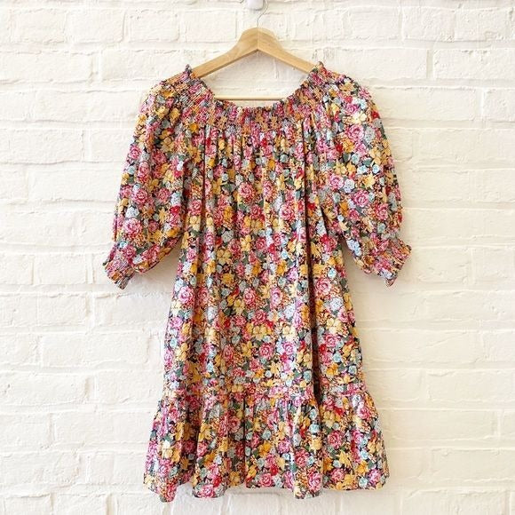 Anthropologie || Maeve Flounced Floral Smocked Mini Dress SP