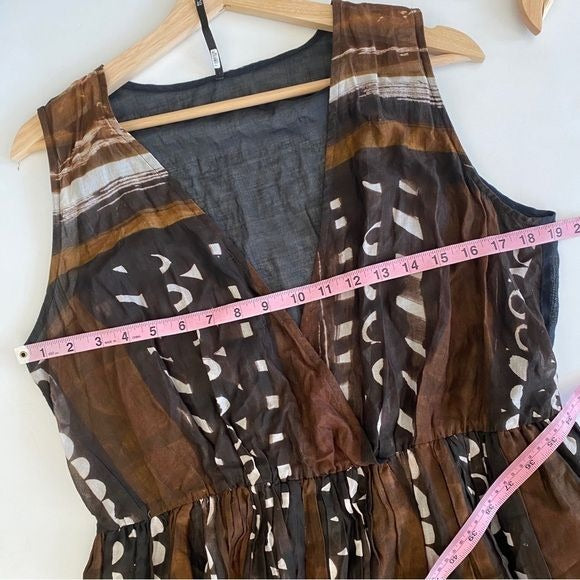 Liviana Conti || Cotton Gauzey Abstract Printer Dress Brown IT 46 US 10