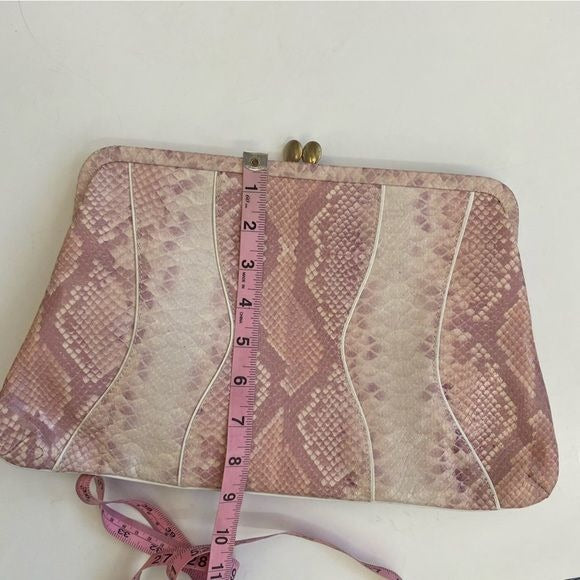 Via Spiga || Pink Snake Embossed Leather Clutch Handbag